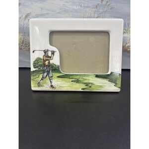 Vintage CBK Ltd. Watercolor Golf-Themed Ceramic Picture Frame – 3" x 4.5"